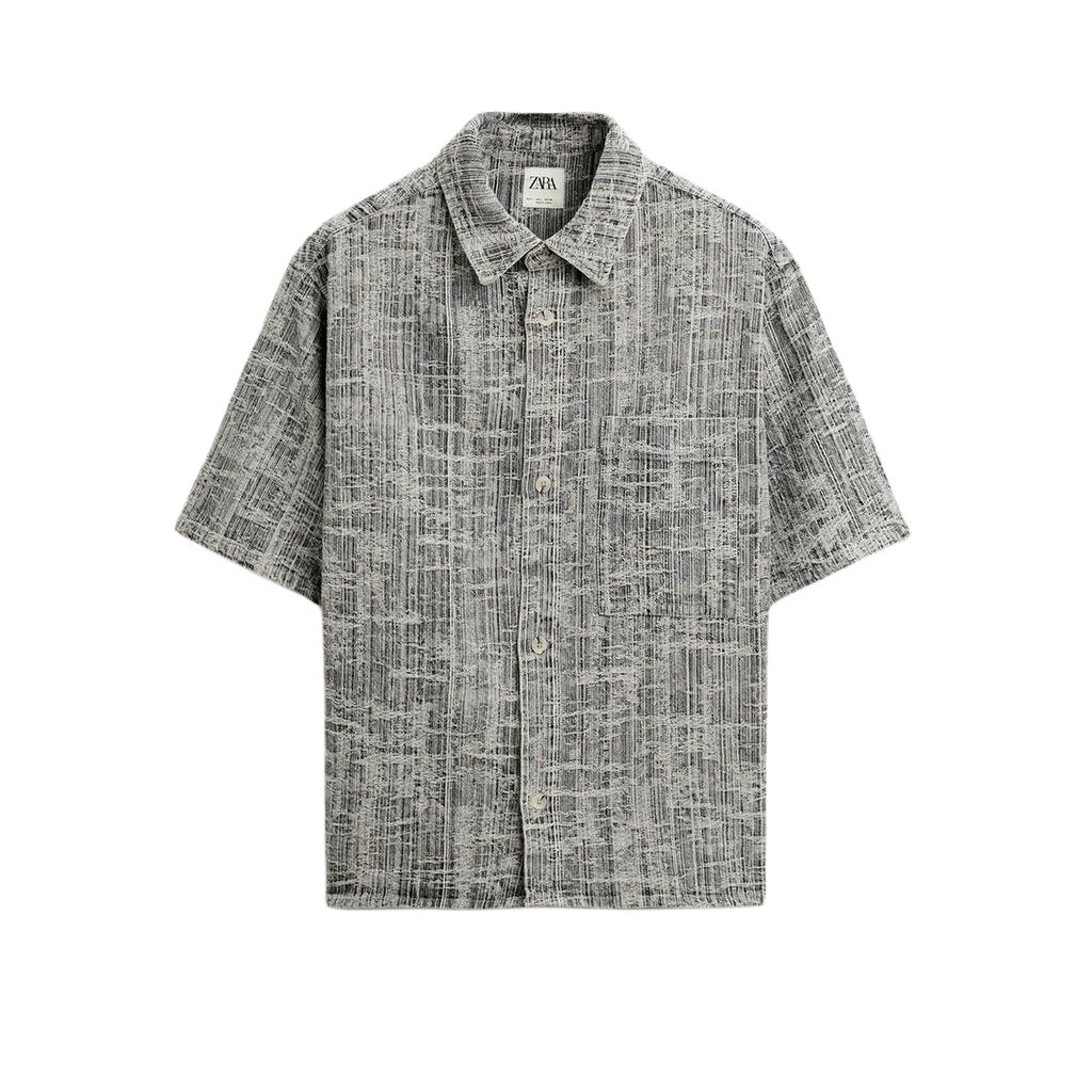 

Zara Loose Jacquard Polo Short Sleeve Shirt Men shirts Black 2328322-800 S