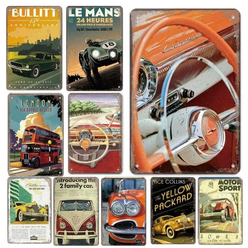 

Ретро автомобиль автобус красота плакаты винтажные металлические жестяные знаки доска Гран-при автомобильный декор для гаража домашний декор стен украшение комнаты