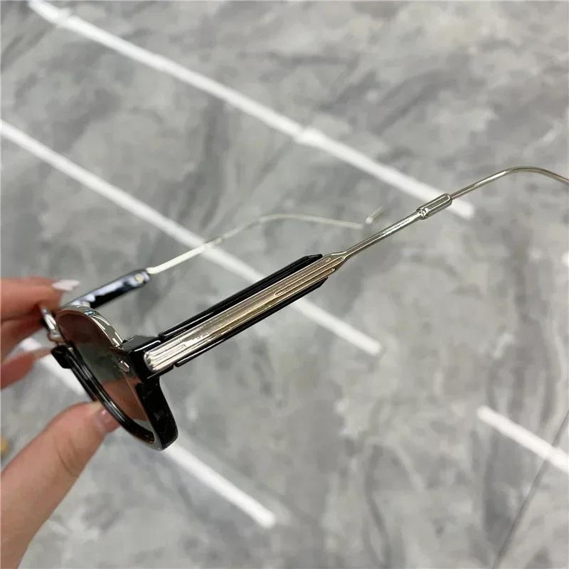 Small Rectangle Shades For Women Sunglasses  Retro Steampunk Half Frake Sunglasses Female Men Black Tea Glasses UV400