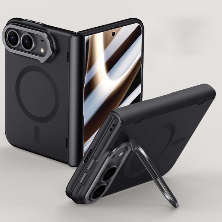 Crazy Series Integrated HD Film Skin Feel Central Axis Magnetic Case With Lens Stand For iPhone Duo
