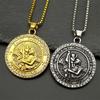 ST.Christopher Protect Us Medal Rhinestones Necklace Saint Christopher Stainless Steel Gold Color Christian Necklaces Jewelry