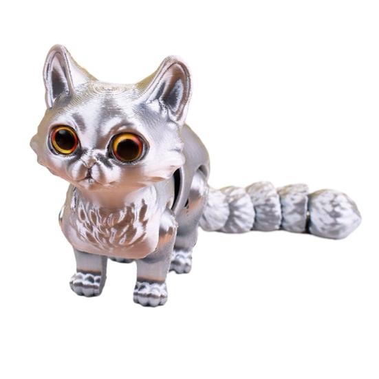 3D Printed Cat Toy Stress Relief Simulation Cat Toy Articulated Animal Fidget Toy Desktop Pet Model Office Desk Decoration Ornament