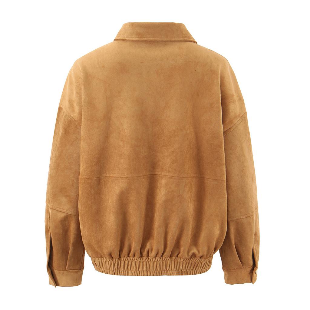 Europäischer und amerikanischer Stil, neue Damenbekleidung, Retro braune Wildlederjacke Jacke, Wildledershorts