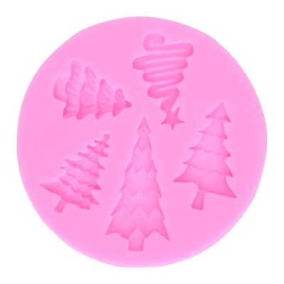 Molde de Árbol de Navidad Silicona Fondant Chocolate DIY Molde para Hornear para Panadería Cocina Casera Rosa