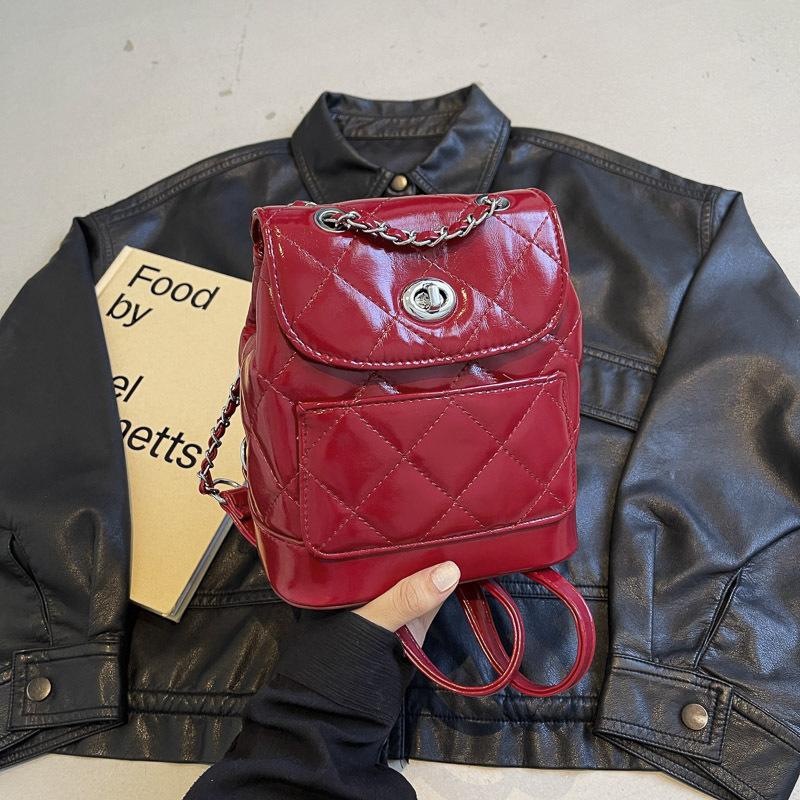 Rhombus chain backpack women's 2025 new autumn large-capacity bucket bag student schoolbag versatile commuter backpack