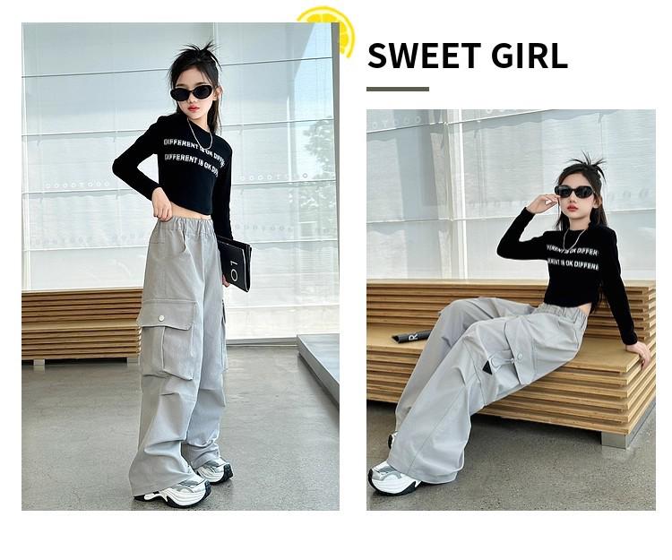 Mädchen Cargo Hose - 2025 Neuer Stil Frühling & Herbst, Lockeres gerades Bein für mittlere & große Kinder, Ideal für Tanz & Sommerbekleidung.