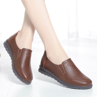 3cm Bequeme Tiefmaul Weiche Lederschuhe Damen Slipper Frühling 2025 Flache Plateau Schuhe Mutter Arbeitsschuhe Weiche Sohle