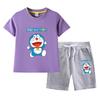 Doraemon Kids' Summer Set: Short-Sleeve T-shirt & Capris for Boys and Girls - Lightweight Casual Two-Piece.