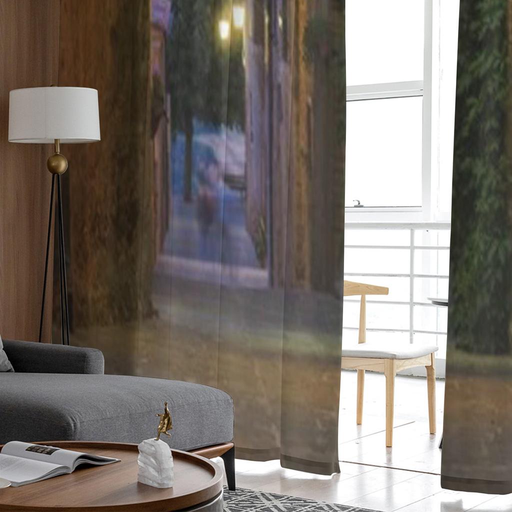 Ruas Cidade Medieval Itália Luxuosas Cortinas de Chiffon Transparentes para Sala de Estar Decoração de Quarto Janela Voiles Cortina de Tule