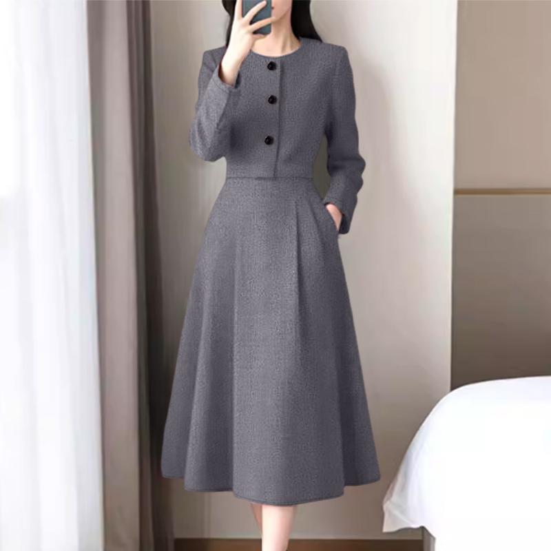 ZANZEA Women Casual Round Neck Long Sleeve A-Line Dress 2XL