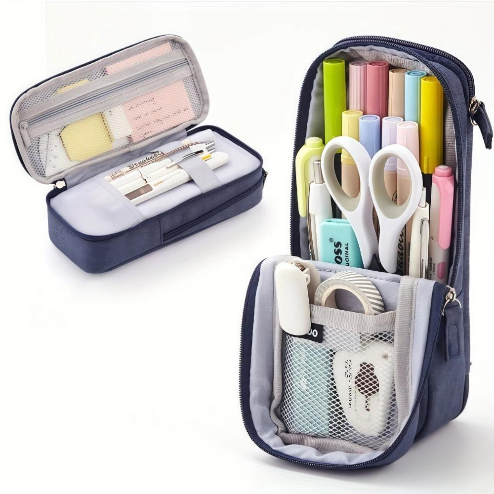 Double-layer Pen Bag Foldable Pencil Pouch New Pencil Case  School Office