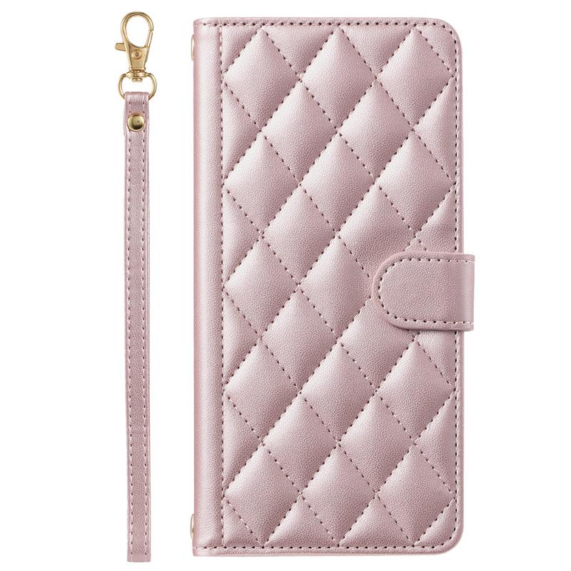 Applicable to Samsung A17/A07Phone case with houndstooth pattern and crossbody strap A56/A55/J8Card slot flip cover case