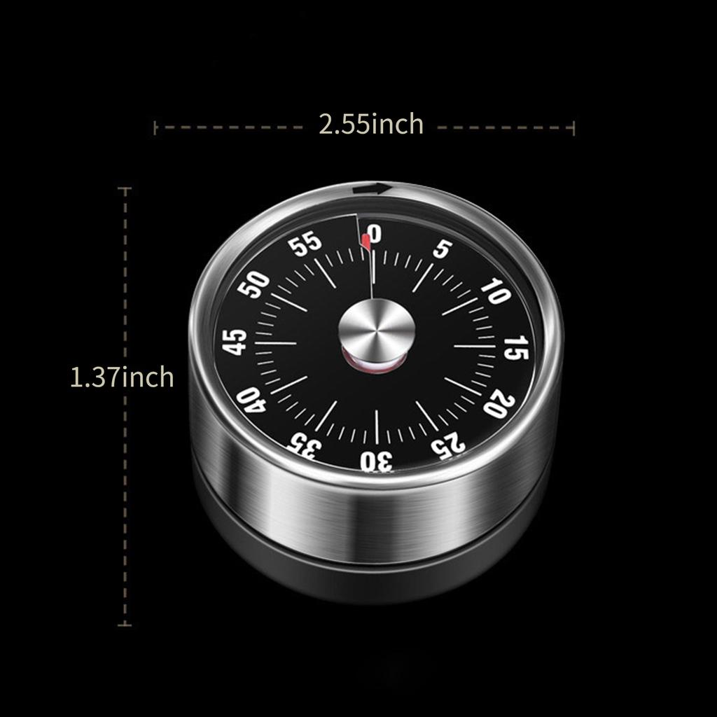 Mechanical Magnetic Timer, Red Display Kitchen Timer 60min Countdown, No Battery Needed, Great Gift, Useful for School Classroom Teaching Cooking Offi