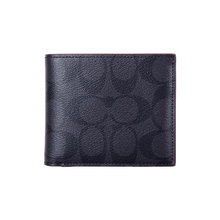 COACH 3 IN 1 Wallet Leather Wallet Men's Black Gray 25519-N3A