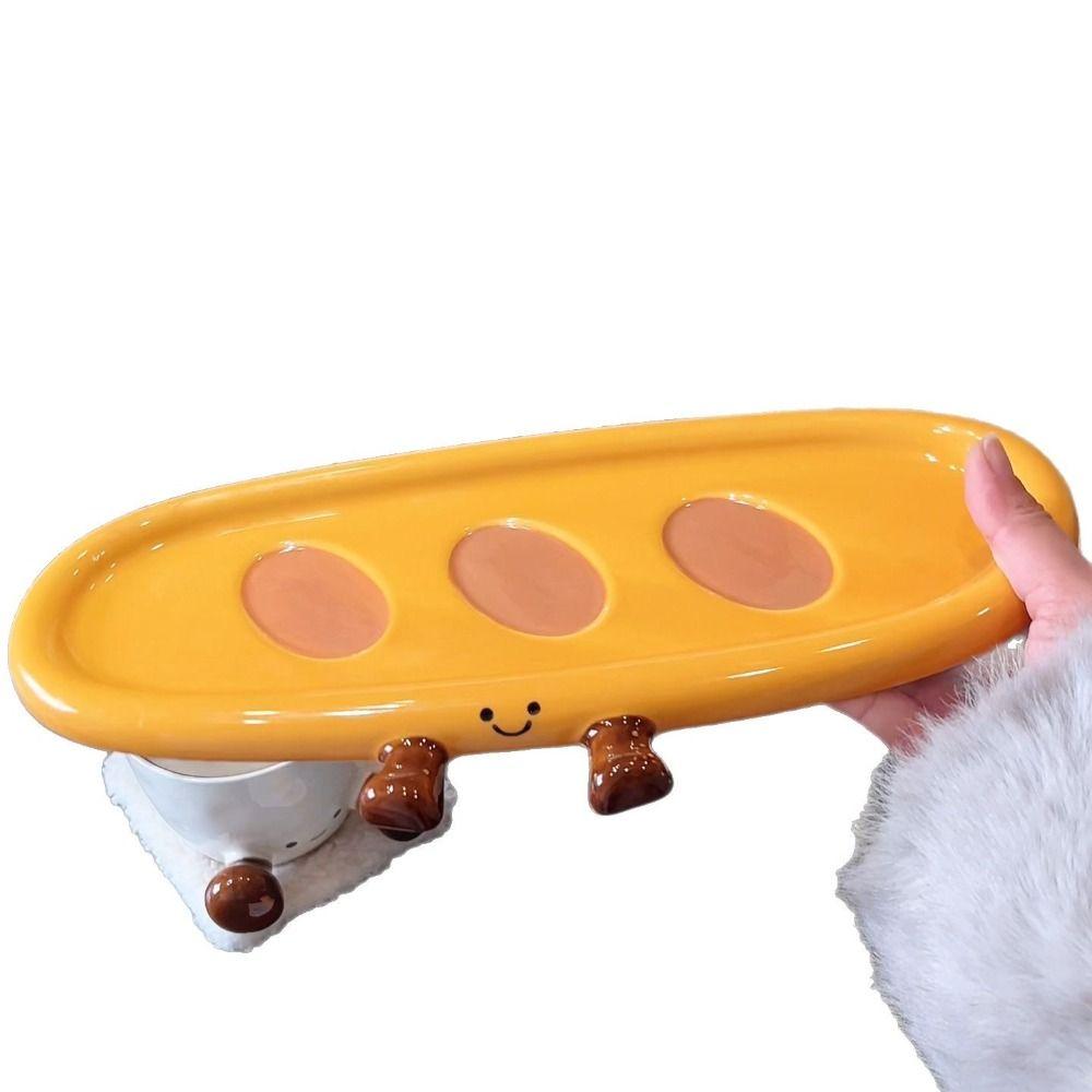 Hand Painted Cake Tray 3D Baguette Snack Plate Unique Breakfast Plate  Home