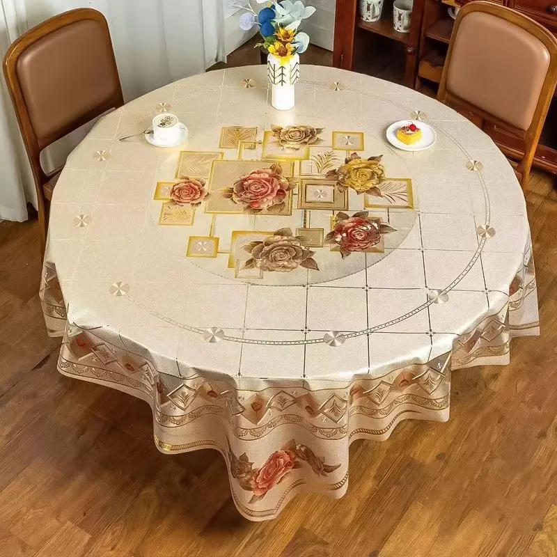 Thickened Circular Square Tablecloth Waterproof Oil Proof Washable PVC Desk Mat Simple Table Cloth for Household Dining Tables