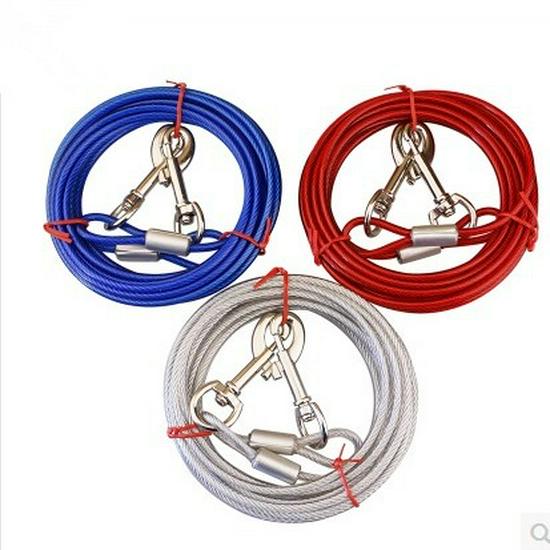 Double-Headed Iron Dog Leash with Steel Wire Rope for Two Dogs