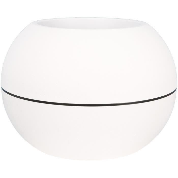 RIVIERA GRANIT BOULE Round Flower Box - Plastic - Diameter 40 Cm - White