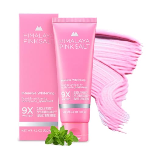 HIMALAYA PINKSALT Zubní pasta Intenzivní bělení, 120g, Himálajská kamenná sůl, Růžová, Fluorid, Péče proti zápachu z úst, Příchuť máty klasnaté