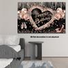 2D Printing Rose Gold Glitter Backdrop, Black Happy Birthday Party Decoration Background
