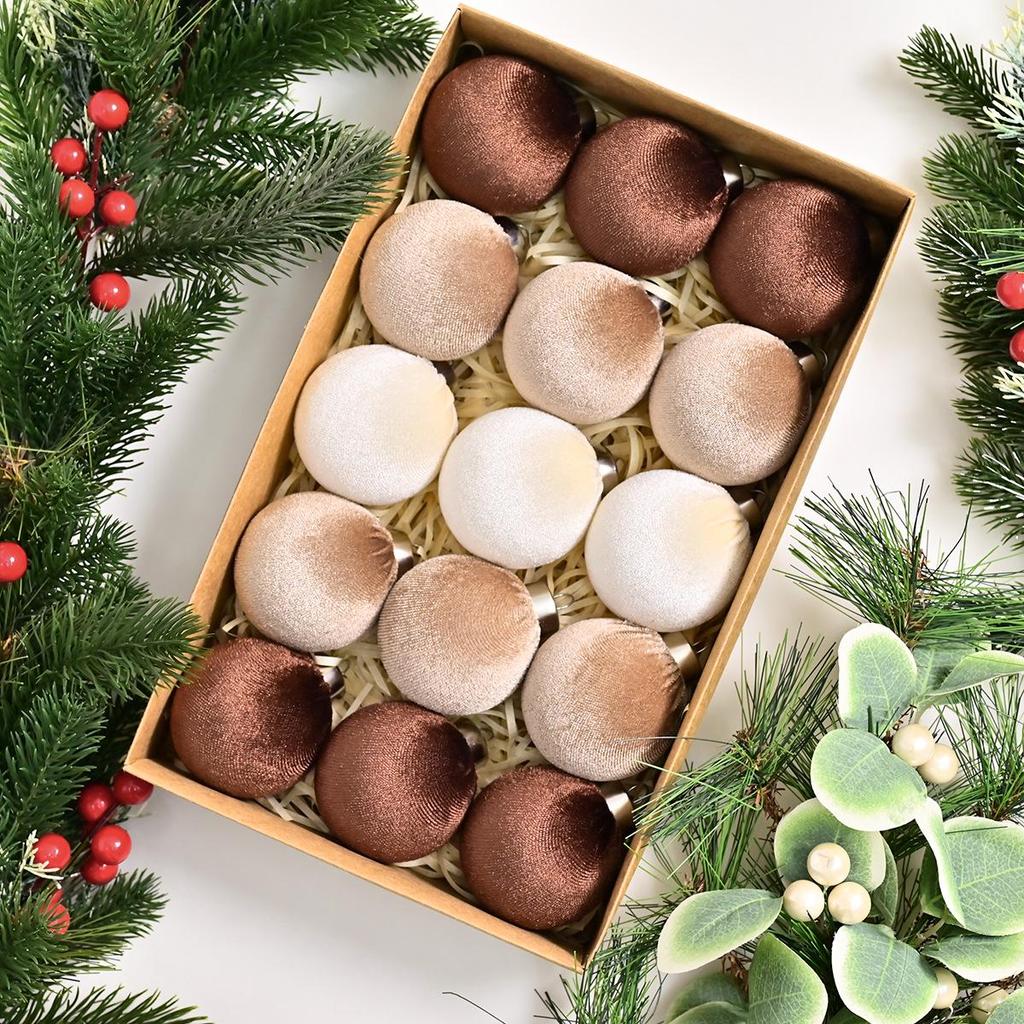 Flocked Plush Christmas Ball Ornaments for Tree Decorations