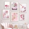 Spring Pink Rose Peony Sakura Dandelion Orchid Sparrow Car Garden Posters Flower Wall Art Canvas Painting Home Room Decor