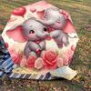 1PC Elephant Flowers Umbrella-8-Rib Reinforced, Automatic Open, Lightweight & Durable, Fashion Accessory for Outdoor, H0356