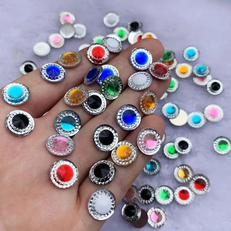 80 Stück 12mm Kristall Strass zweifarbig Strasssteine DIY Kreisförmige flache Rückseite Harz Handwerk für Hochzeitsdekoration -A67