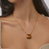 Retro Tiger'S Eye Stone Square Pendant Collarbone Chain Fashionable Commuting Must Enter Simple Temperament Versatile Necklace