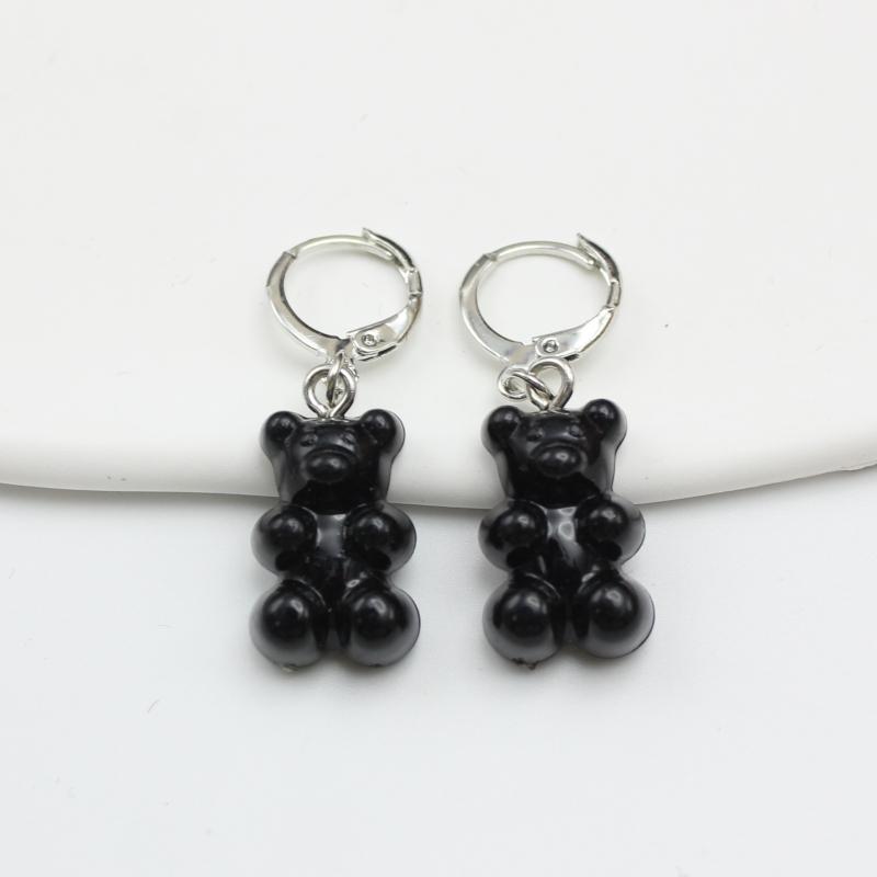 11 Candy Colors Resin Bear Drop Earrings for Women Korean Simple Creative Transparent Brincos Jewelry Birthday Gift