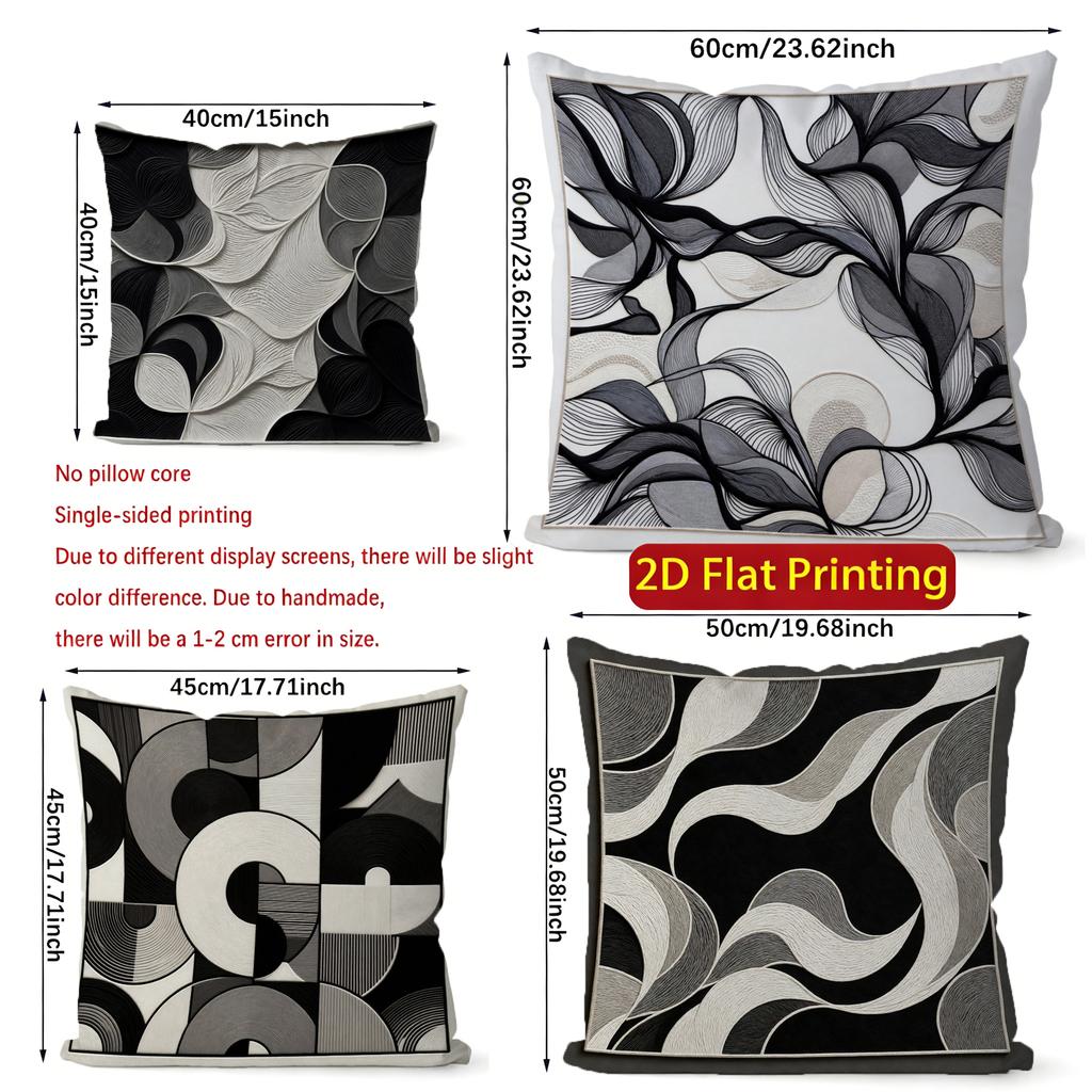 2D Abstract Black And White Pattern Pillow Covers Pattern Cushion Cover Suitable For Sofa Bedroom Car Pillow Cover