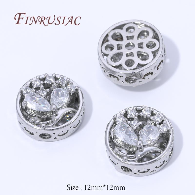 Style Multiple Plaqué Or 14K Perles Zircon pour Fabrication de Bijoux, Perles Espacement Métal, Perles Fleurs Rondes Séparateurs Accessoires DIY