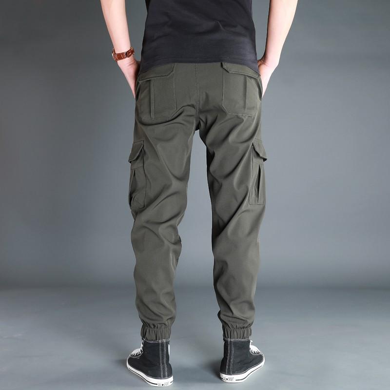 Men's Summer Casual Quick-Dry Overalls: Thin Cuffs, Loose Fit, Elastic Waist, Multi-Pocket, Trendy Large Sizes.