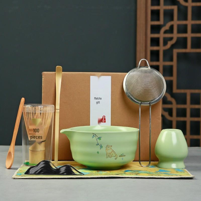 100-Prong Matcha Whisk & Stand Set: Song Dynasty Diancha Tool with Matcha Bowl & Gift Box