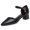 Nuevos zapatos de vestir blancos de primavera y verano, cuero suave, suela blanda, zapatos negros de trabajo, bolso hueco para mujer, hebilla de una palabra, correa, zapatos de cuero para mujer