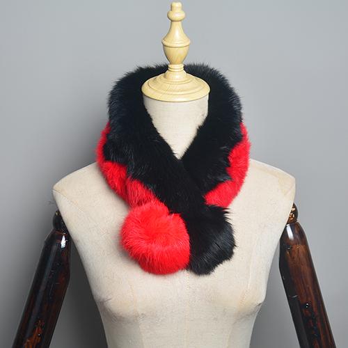 New Style Women Winter Real Rabbit Fur Scarf Lady Warm Rabbit Fur Scarves Knit Natural Real Rabbit Fur Ring Casual Muffler