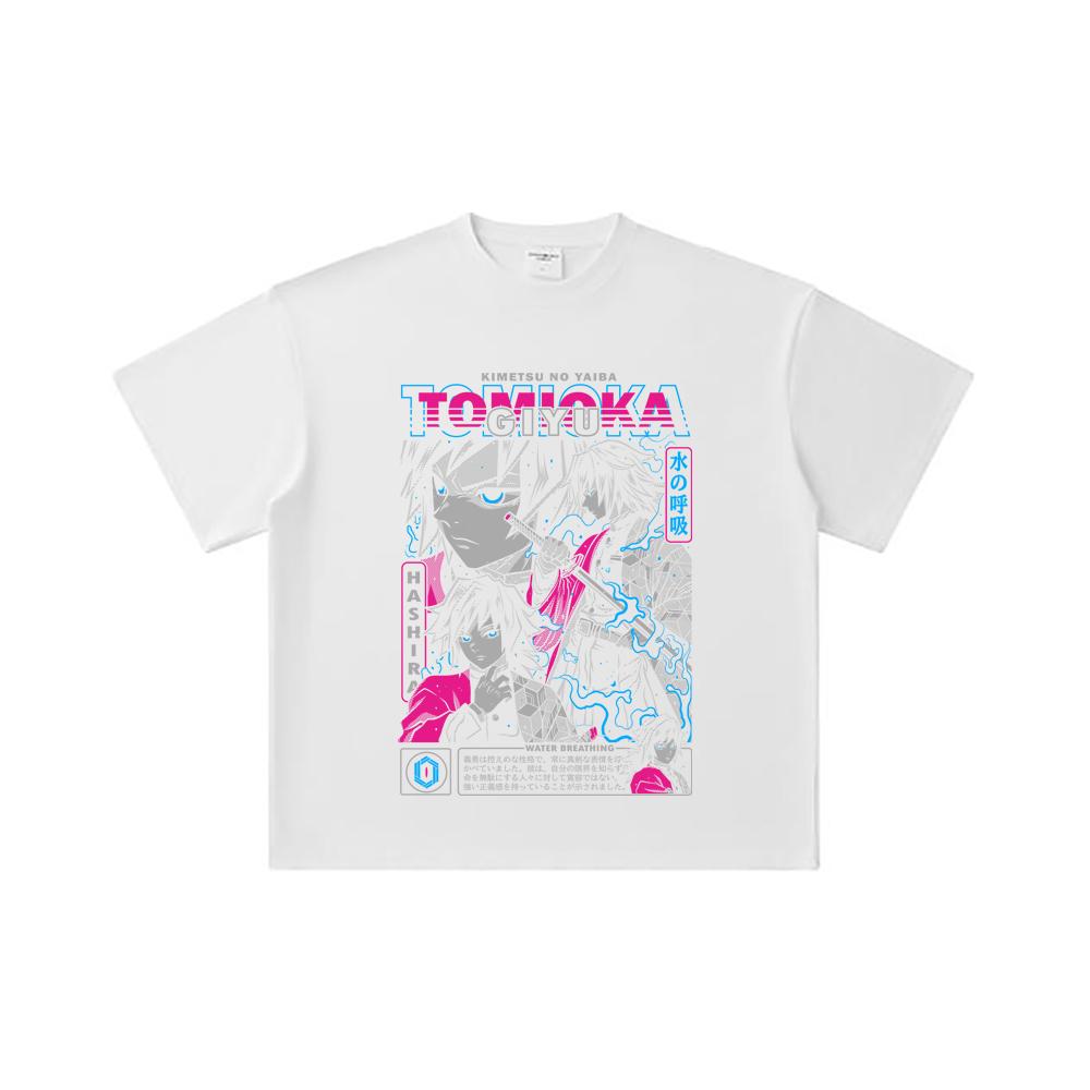 260 GSM Double Yarn 32 Count 100% Cotton Demon Slayer V10 Tomioka Print Unisex Heavy Cotton T Shirt