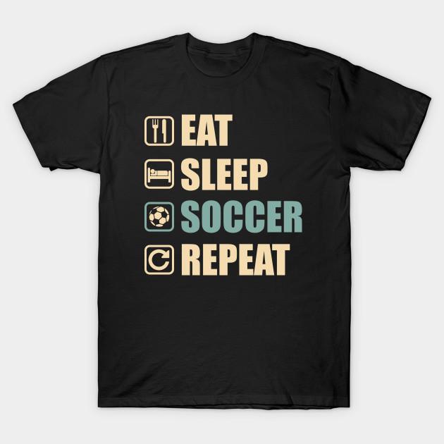Men Black Print T-shirt Eat Sleep Soccer Repeat - Funny Soccer Lovers Gift No-Cut Transfer Paper Print Cotton Tshirt 4XL