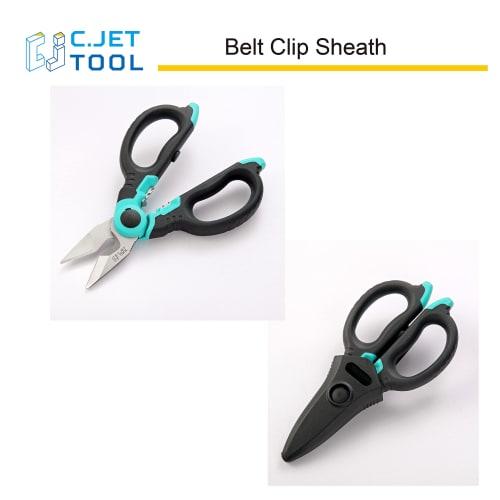 C.Jet Tool Electrician's Stainless Steel Electrician Scissors for Metal, Electrical Cable, Wire Stripping, and Cutting - Multi-Purpose with Stainless