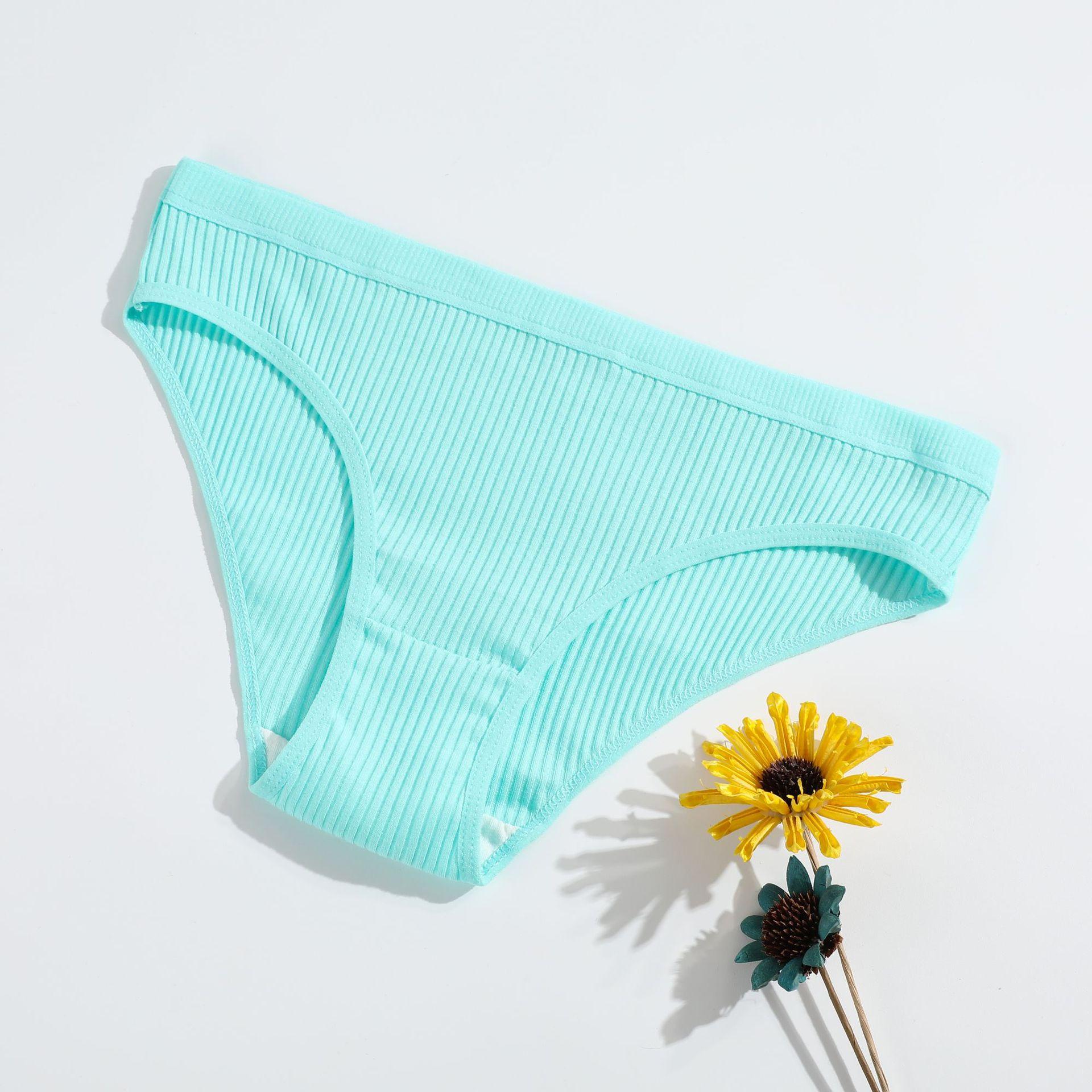 

Pure Cotton Threaded Women S Briefs, Solid Color Low Waist Comfortable And Breathable Double-Layer Girls Underwear, Sold Individually S світло-зелений колір