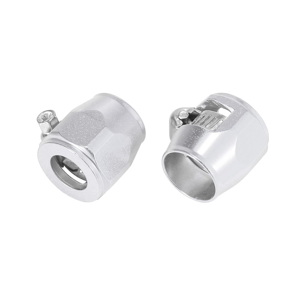 X AUTOHAUX Car Hose Finisher Clamp Water Line Clip Hose Finisher Pipe Clamp with Threaded Band Adapter Fitting 4 Pieces Silver Tone AN8