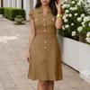 ZANZEA Women Classic Collar Summer Casual Short Sleeve Dress