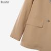 ZANZEA Women Long Sleeve Cardigan Blazer and Pants Casual Two Piece Suit Sets