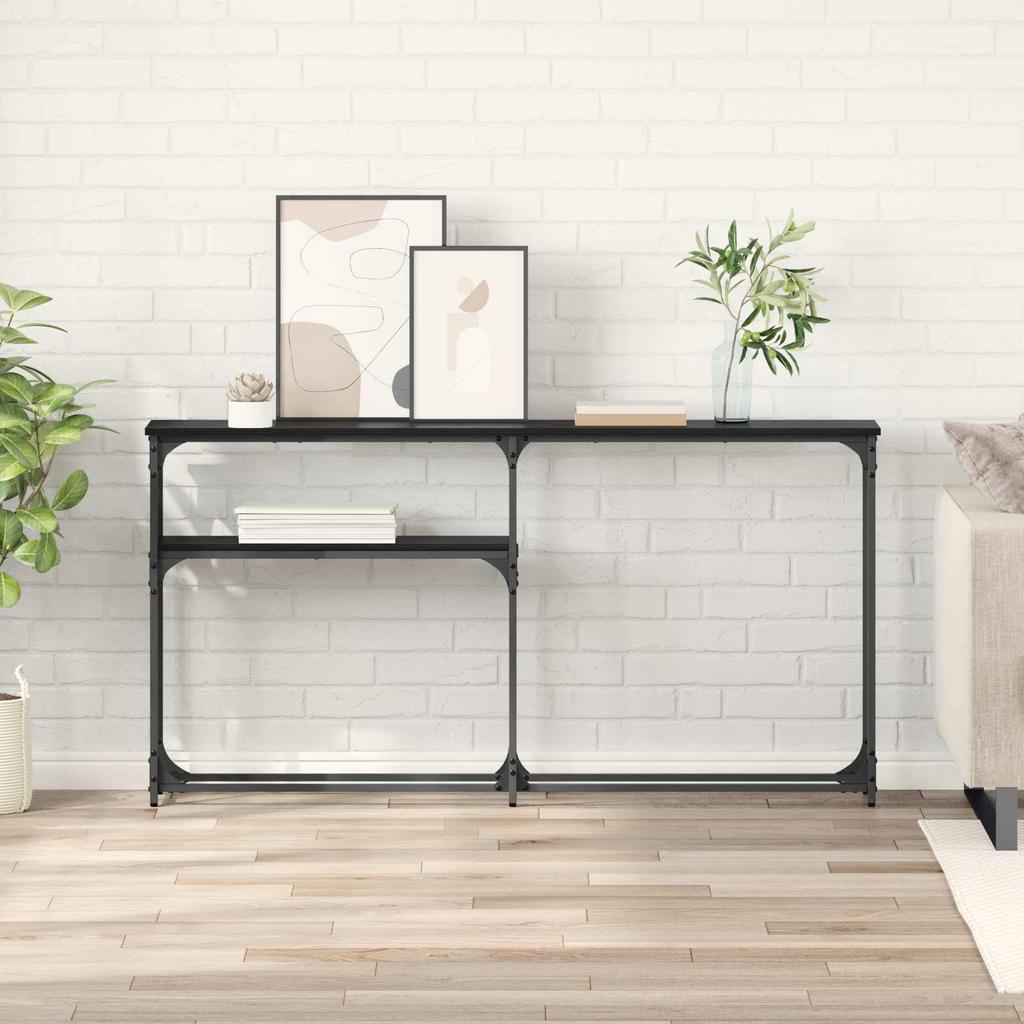 Console Table Black Oak Effect 146 X 22.5 X 75 Cm