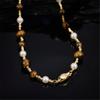 Natural Tigers Eye Stone And Pearls Beaded Necklace Handcrafted Sturdy Hand strung Beaded Necklace For Elegant Occasions