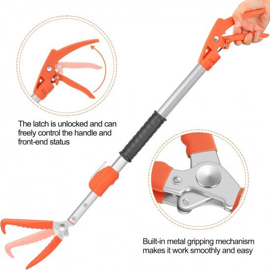 Kalkal 60" Snake Grabber Tool, Professional Aluminum Alloy Telescopic Rattle Snake Tongs, Reptile Grabber Snake Catcher Wide Jaw Pick-up Handling