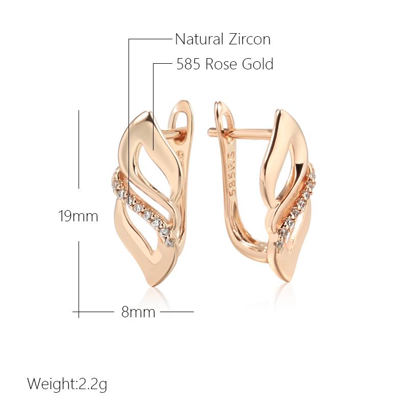 Fashion Glossy English Earrings Rose Gold Color With Natural Zircon Accessories Women Daily Fine Ethnic Jewelry