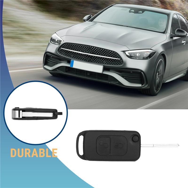 Authentic 2 Button Flip Remote Key Case HU64 Blade FOB For Mercedes Benz A C E S W168 W202 Car