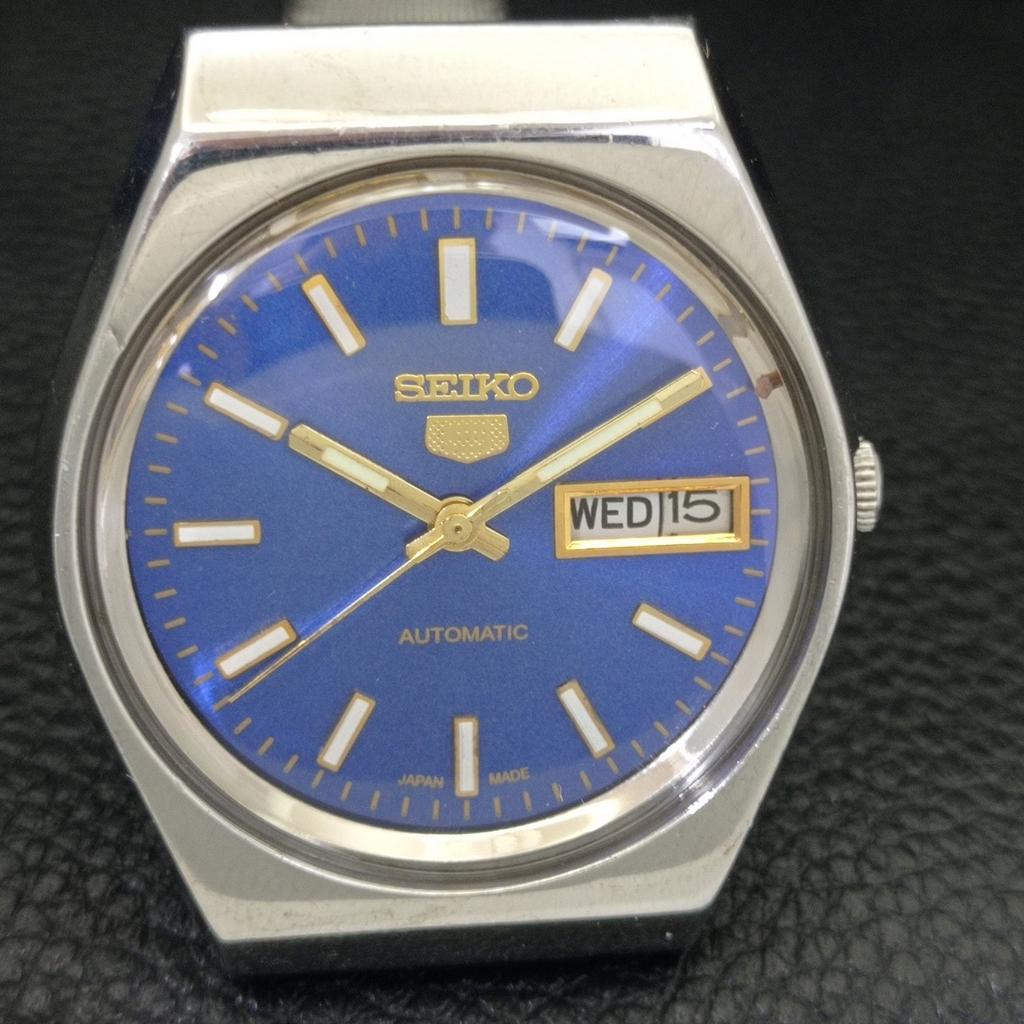 Seiko 5 AUTOMATIC JAPAN 6309A MENS VINTAGE BLUE COLOR DIAL WATCH A702629-1 R209-a702629
