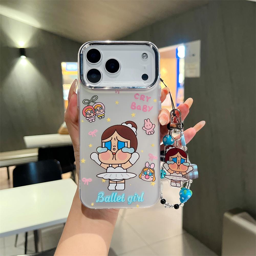 Funny cartoon cherry girl bunny phone case for iPhone 17 Pro 16 Pro Max 15 14 cover with chain kawaii protective cover For 17